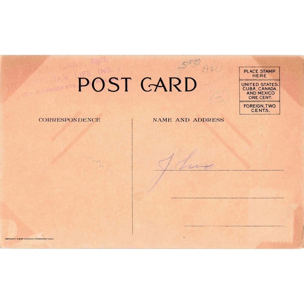 Metropolitan Life Insurance Co 1910 Calendar Girl Advertising Postcard Litho - Picture 2 of 2